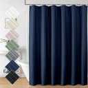 Aiyufeng Moga Navy Blue Fabric Shower Curtains for Bathroom - Blue Hotel Spa Polyester Cloth Bath Curtain with 12 Holes, 72x72, Machine Washable, Navy Blue