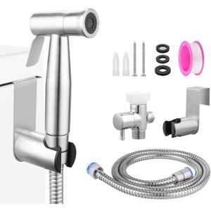 Multi Functional Hand-held Toilet Spray, Toilet Muslim Shower Sprinkler, Suitable for Women's Washing, Baby Bathing, Diaper Cleaning Spray (Silvery)