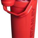 STANLEY Vitalize Shaker Bottle 20 oz | Leakproof Insulated Stainless Steel Shaker Cup | Base Storage and Twist On Fast Flow Lid | Protein Shakes and Pre Workout Powder | BPA-Free | Chili Red