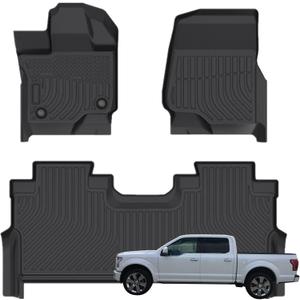 Floor Mats Custom Fit for Ford F-150 2015-2026&F-150 Lightning 2022-2025 | SuperCrew Cab,Rear with Under-Seat Storage,Not for Fold Flat|All Weather TPE Floor Liners 3PCS Heavy Duty