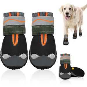 SlowTon Dog Shoes for Large Small Medium Dogs - Waterproof Dog Boots for Summer Hot Pavement, Paw Protector for Outdoor Walking Winter Snow, Anti-Slip Rubber Dog Booties for Hardwood Floor (B, 6), #6 (Width 2.6 inch) for 52-68 lbs, A1-Black Waterproof