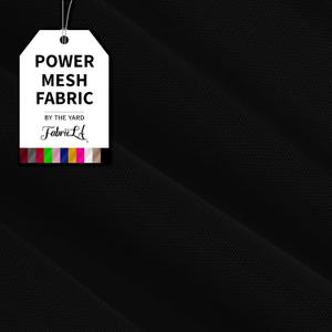 FabricLA Power Mesh Fabric | 4-Way Stretch Nylon Fabric | Lightweight Sheer Nylon Spandex Stretch Mesh Netting | 5 Yards | 60" inch Wide | Black