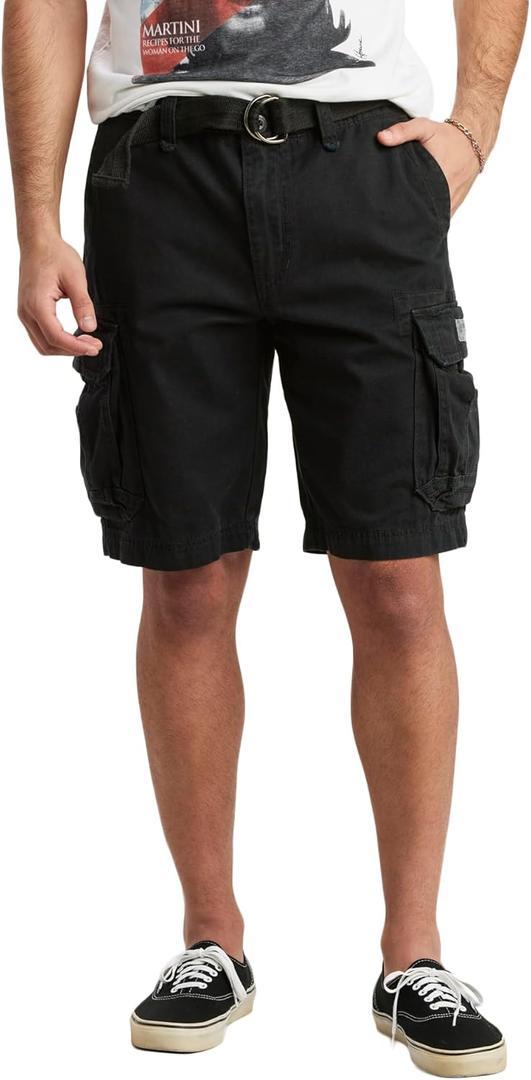 UNIONBAY Men's Survivor Belted Cargo Short-Reg and Big & Tall Sizes (52, Black)