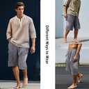 CosInStyle Men's Wide Leg Cotton Capri Shorts Pants with Elastic Waist, Drawstring, and Pockets for Yoga Summer Beach Outdoor (Gray) S/M