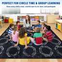Classroom Rug Elementary, 6' x 9' Classroom Carpet, Polygonal Rug-Black