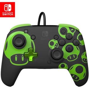 PDP Rematch Wired Gaming Controller: 1-Up Mushroom - Officially Licensed for Nintendo Switch, Switch Lite & OLED Model, Nintendo Switch 2, Glow, Audio Controls, Customizable, Super Mario