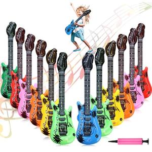 Tatuo 12 Pieces Inflatable Guitar Blow up Guitar Assorted Colors Inflatable Fake Party Prop Rock Star Electric Guitars for 80s 90s Themed Carnival Birthday(Bright,21 Inch) Tatuo 12 Pieces Inflatable Guitar Blow up Guitar Assorted Colors Inflatable Fake Party Prop Rock Star Electric Guitars for 80s 90s Themed Carnival Birthday(Bright,21 Inch)