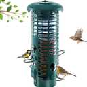 Squirrel Proof Bird Feeder Metal Mesh for Outdoors Hanging,Weight Activated Weatherproof Wild Bird Feeders with Finch Cardinal Chickadee,Large Capacity(Green)
