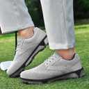ULTIANT Men's Golf Shoes Fixed Nailless Sole Lightweight Breathable Spikeless Outdoor Footwear (White,46)