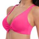 Annbon Women Triangle Bikini Top - Padded Sports Bra Swimsuit, Built-in Bra, Adjustable Straps, Ideal for Swimming, Beach, and Pool Activities, HotPink, M (Pink, M)