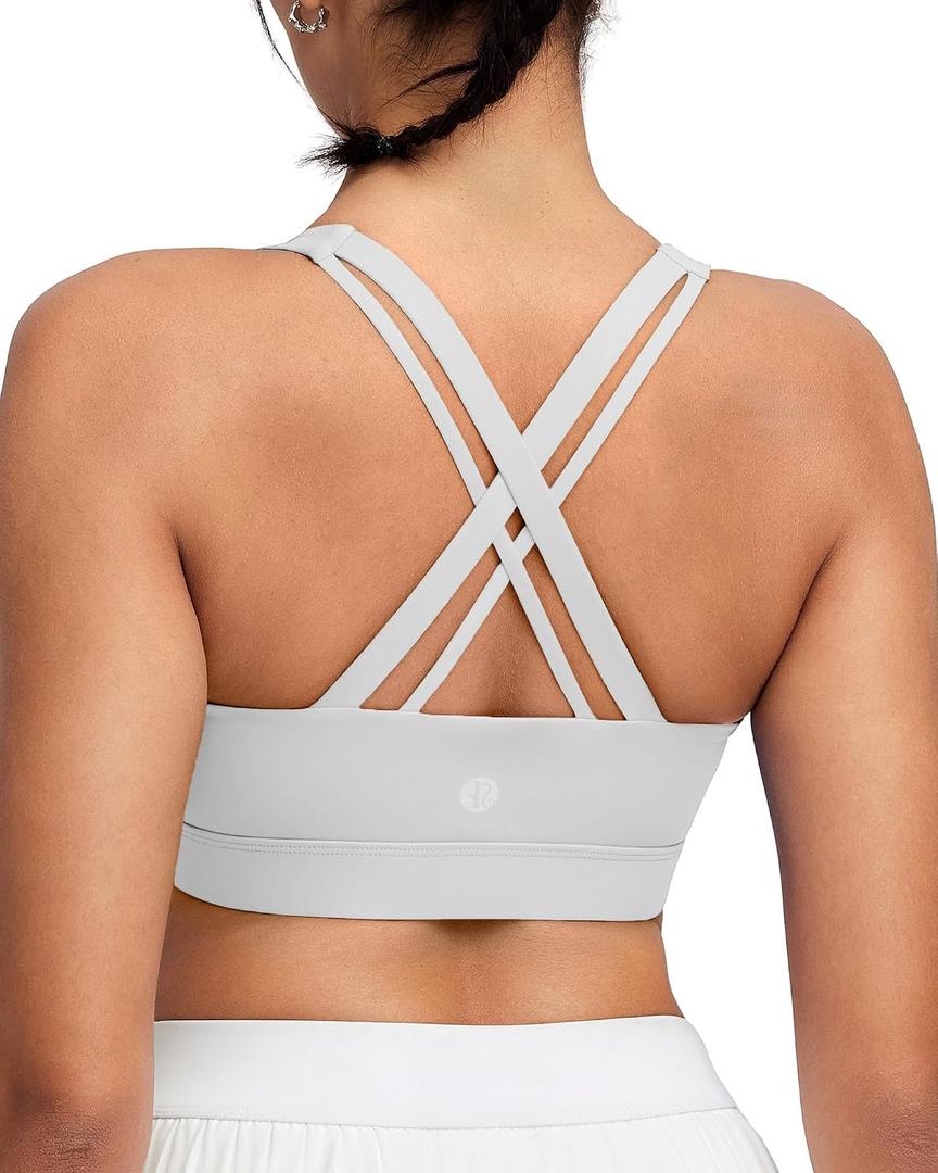 RUNNING GIRL High Impact Sports Bra for Women,Criss-Cross Back Top with Moulded Cups Womens Sports Bra High Support (Gray, M)