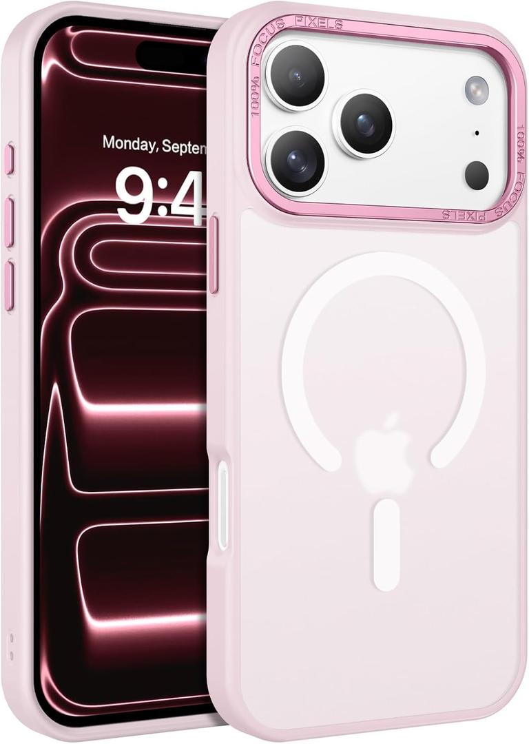 BENTOBEN Magnetic for iPhone 17 Pro Max Case 6.9" 2025, [Compatible with Magsafe] Slim Cute Matte Translucent Shockproof Drop Protective Bumper Women Men Phone Cover for iPhone 17 ProMax, Baby Pink