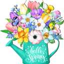 Spring Door Decor Happy Spring Sign 11.81 x 11.81 Inch Flower Welcome Wreaths for Front Door Rustic Wooden Decorations for Easter Party Home Outdoor Indoor Decor