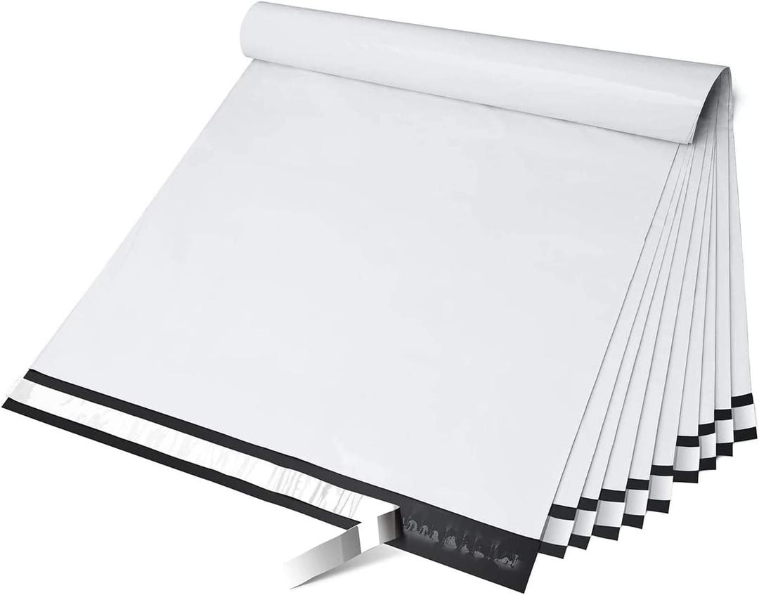 Fuxury Large Poly Mailers 24x24 Inch 50 Pack, Big Shipping Bags for Packaing Clothes,XL Heavy Duty Self Seal Mailing Envelopes,Waterproof Return Postal Polymailer For Business,White