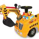Kiddieland Disney Mickey Activity Crane Ride-On for Toddlers with Music, Lights & Sounds, Steering Wheel Horn, Up/Down Crane Arm, Ages 1-3 Indoor Outdoor Foot-to-Floor Toy