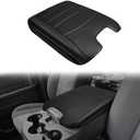 Muslogy Center Console Armrest Cover Compatible with Dodge Ram 1500 2013-2018 & 2013-2025 Ram 2500/3500 Comfort Armrest Pad Arm Rest Cushion Vegan Leather Protector Regular Thick(Jump Seat ONLY)