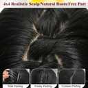 Long Black Wavy Wig with Bangs for Women,4x4 Realistic Scalp,Free Parting 26 Inch Natural Looking Layered Hairstyle Synthetic Heat Resistant for Daily Party Use