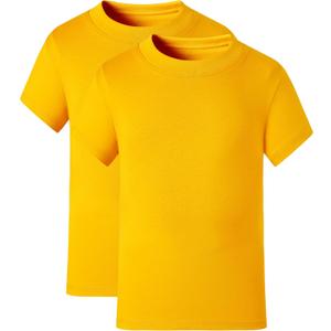 Huata Boys Girls Short Sleeve Tee T-Shirt Crewneck 2 Packs (Yellow)