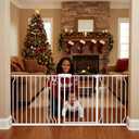 Extra Wide Baby Gates for Doorways 62.20"-71.65" Extra Wide Baby Gate Dog gate Pressure Mounted No Drilling with Walk-Through, Auto-Close & Dual-Direction Swing for Large Wide Opening White