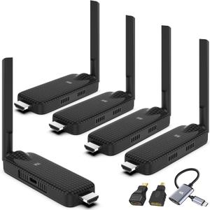 Wireless HDMI 4 Receiver and Transmitter USB-C Extender Kit,Plug & Play 165FT Portable 2.4G/5G Wirelessly Simultaneous Expansion for Multiple Screens from Laptop and Camera to TVs,Projectors