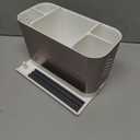 Bathroom Countertop Organizer with Front Ledge for Phone, Detachable Kids Toothbrush Holders with Cord Slots and Ring Holder, 6 Slots Toothbrush Toothpaste Holder with Drainage for Family (Silver)