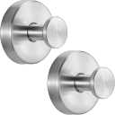Suction Cup Hooks for Shower No-Drill Bathroom Hooks for Towels, Robes, Loofah Mountable on Bathroom Walls, Kitchen, Glass, Mirrors, Tile and Smooth,Non-Porous Surfaces (2, Brushed Nickel)