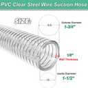 1-1/2"id-50ft PVC Reinforced Tubing Steel Wire Suction Flexible Hose Vinyl Tubing Heavy Duty PVC Vacuum Hose Drain Fuel Oil Gas Water for Marine Bilge Pump Pond Spa