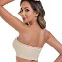ANGOOL Strapless Bras for Women Wirefree Non-Slip Tube Top Invisible Bralette Seamless Padded Bandeau Bra, Beige, L
