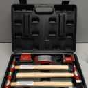 7 Piece Auto Body Repair Kit，Hammer and Dolly Tools with Carbon Steel on Wood Handles,Performance Heavy Duty Dollies Set,Roller Fixer Dent Remover Tool.
