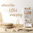 Kigley 5 Pcs Playroom Wall Decor 15.4" x 18" 3D Where The Wild Ones Play Nursery Sign Wooden Wall Art Decoration for Kids Toddler Room Decor Boys and Girls Kindergarten Bedroom Word Sign(Wood Color)