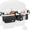 ZZM Double Stroller Organizer with 2 Cooler Pockets,Compatible for Bob Duallie, Jeep and Baby Jogger City Mini GT2, Double Baby Stroller Accessories, Parent Console Double Jogging Stroller Organizer