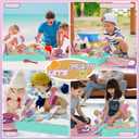 Sandbox with Lid, Kids Construction Sand Box with Excavator, Crane, Molds for Sensory Play, Toddler Outdoor Indoor Toys for Boys Girls Ages 3+ (Pink)