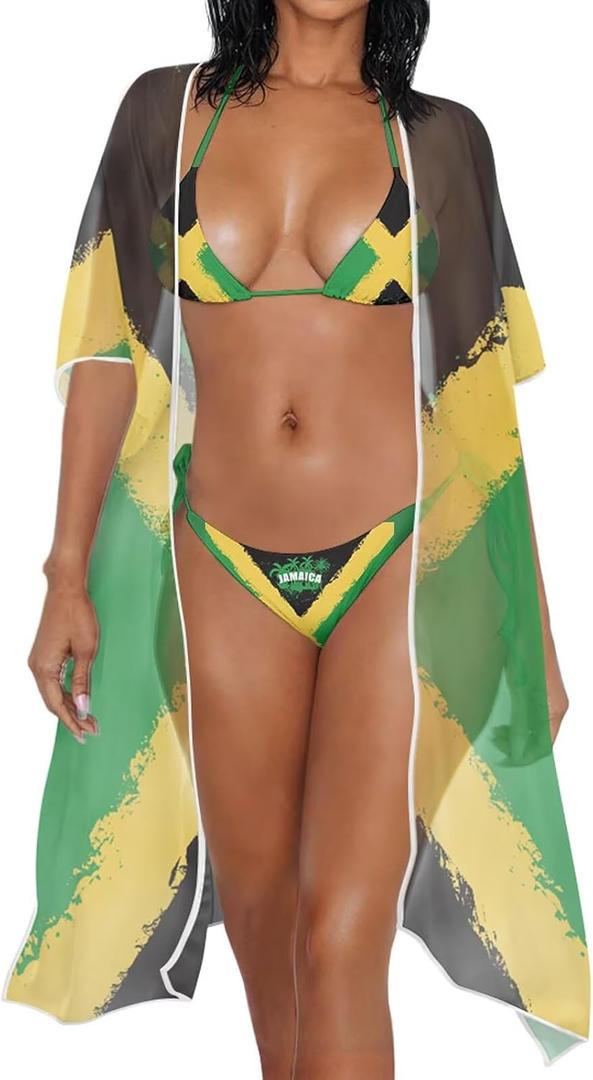 Bikini Sets for Women with Cover Up 3 Piece Swimsuits Adjustable Beachwear