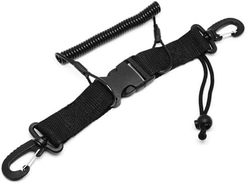 Surf turtle Scuba Diving Lanyard,Stainless Steel Spring Coiled Lanyard Clip with Webbing Strap Quick Release Buckle Great for Scuba Diving, Flashlights,Cameras, 2 Pieces