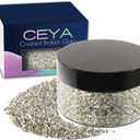Ceya 5.3oz/ 150g Crushed Irregular Glass Silver Metallic Crystal Chips Broken Glass Glitter 2-4mm Craft Glitter for Nail Arts Epoxy Resin Mold Coasters Ornament Painting Geode Phone Case Jewelry, Silver