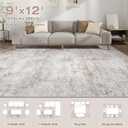 Washable Rug 9x12 Area Rugs for Living Room: Modern Abstract Neutral Soft Carpet for Bedroom Dining Room Under Kitchen Table Home Office Decor - Brown Grey