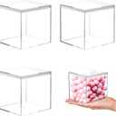 Kamehame Acrylic Boxes for Display 3 Pack Clear Plastic Square Cube, 3.3x3.3x3.3Inch/85x85x85mm Small Acrylic Box with Lid, Candy Pill and Tiny Jewelry Storage Boxes Organize Containers