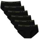 INNERSY Women's Underwear Cotton Hipster Panties Mid Rise Briefs Tagless Wide Waistband 6 Pack(XL, Black with Wide Band)