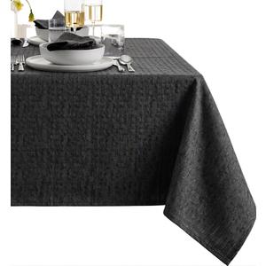 Home Fashions Continental Solid Texture Water, Stain & Wrinkle Resistant Tablecloth, 5X10ft Rectangle, Gray