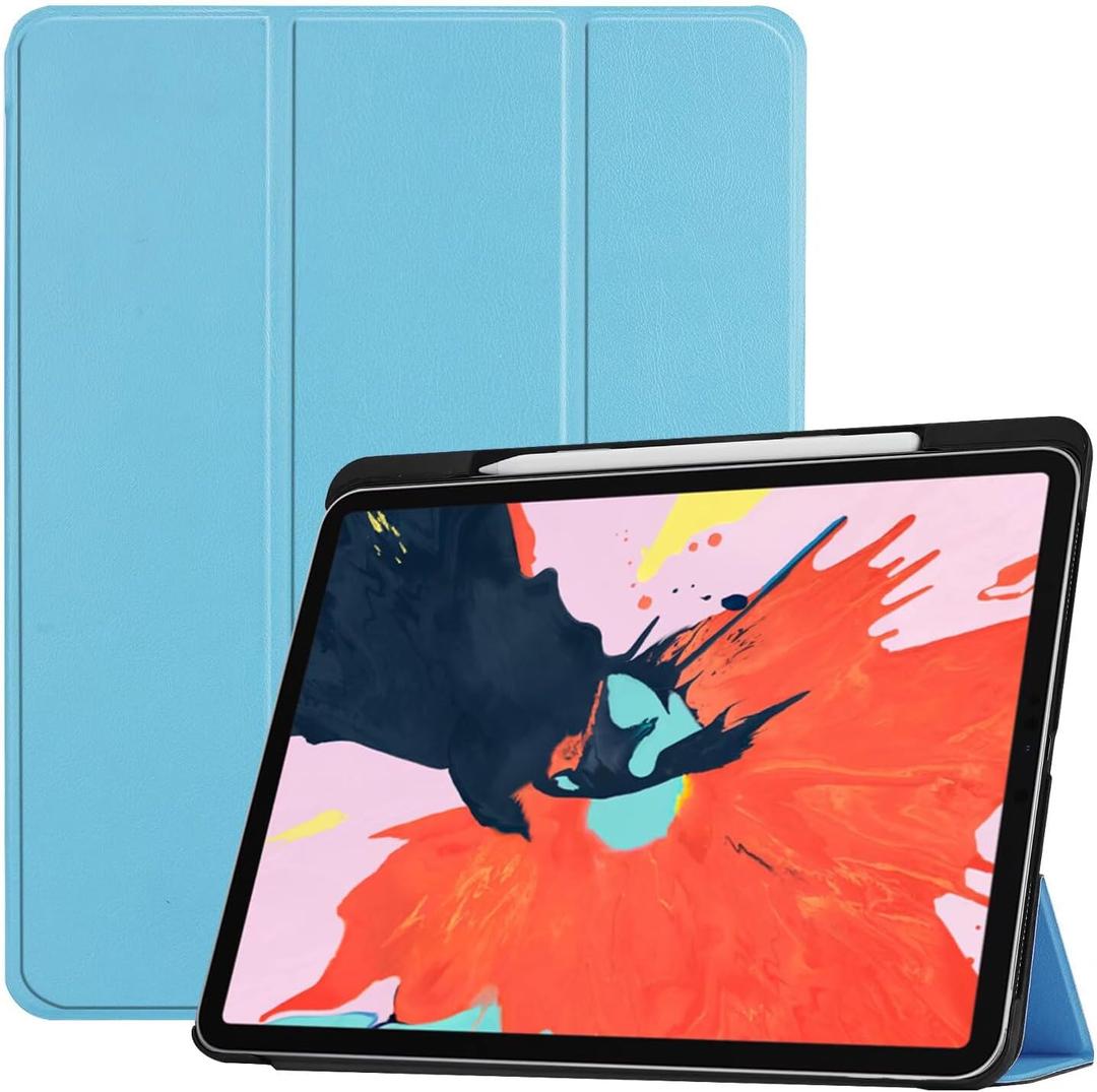 Tablet Cover for Apple iPad Pro 12.9 3rd Generation(2018 Release),Folio Stand Lightweight Leather Case for Apple iPad Pro 12.9" Gen 3th A1876 A2014 A1895 A1983 (SLO-Light Blue)