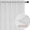 MISS SELECTEX White Silver Sheer Curtains for Bedroom - Sparkle Sheer Curtains 63 Inch Length Moroccan Damask Linen Look Rod Pocket Light Filtering Semi Sheer Window Curtains, 52 x 63 Inch, 2 Panels