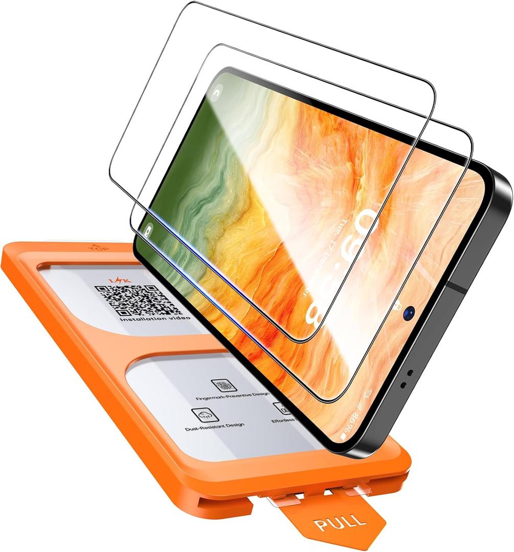 L K LK 2 Pack for Samsung Galaxy S25 Screen Protector Tempered Glass, [Auto Dust Removal] Full Coverage Mil-Grade Shatterproof Film for S25 6.2'', 0 Bubble