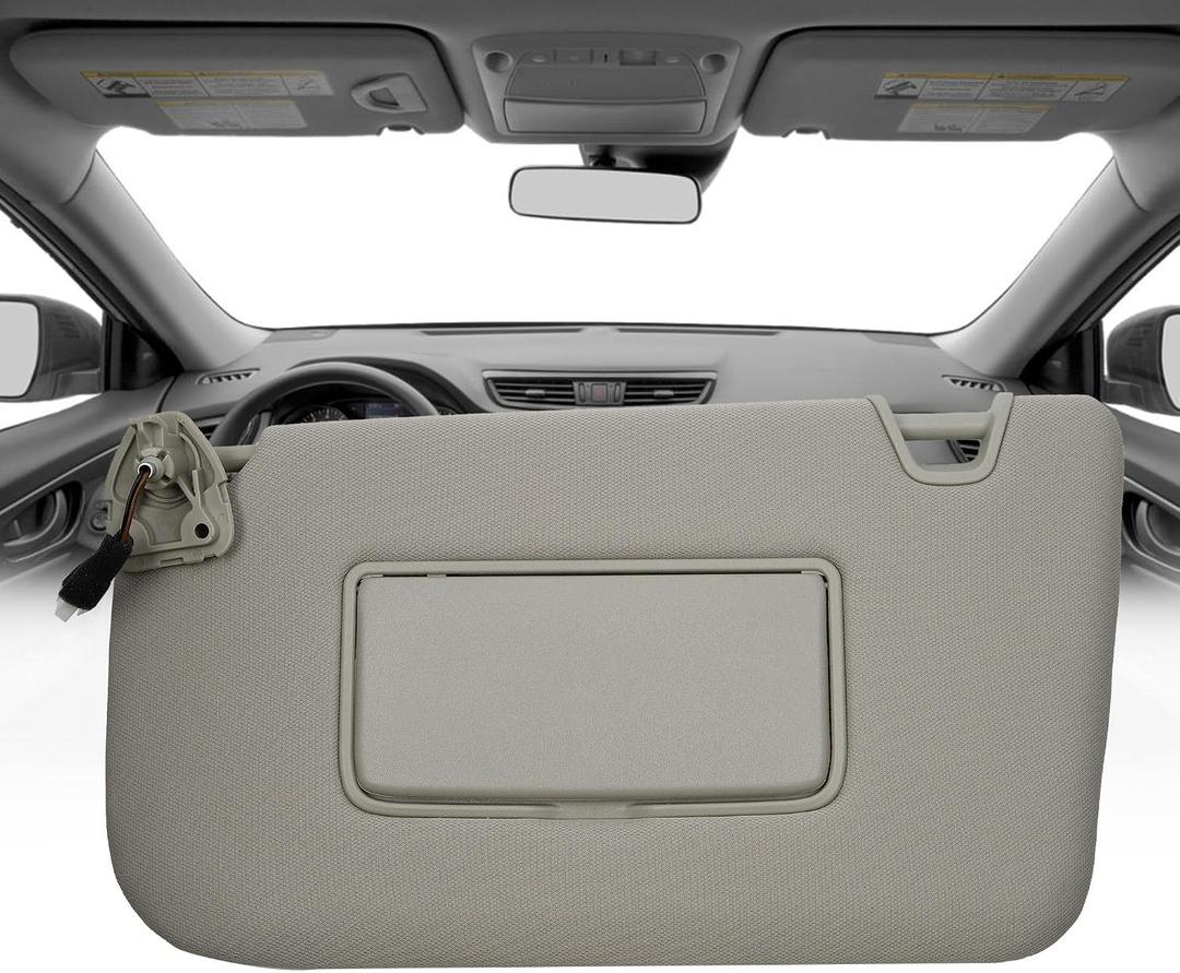 Dasbecan Left Driver Side Sun Visor Compatible with 2014-2020 Nissan Rogue (Not Fit Select/Sport) Sunshade with Light Replace# 96401-4BA3E 96401-4BA1D(Gray)