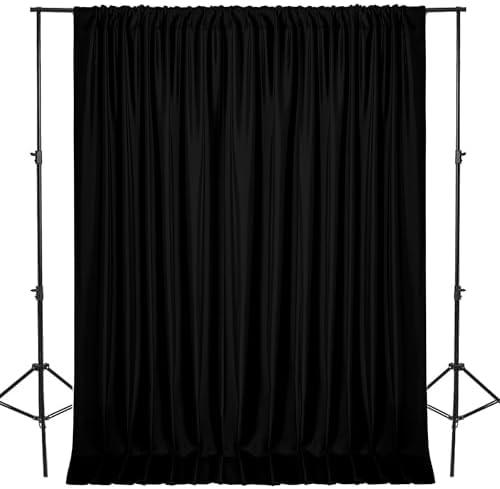 DWCN 10x7 FT Black Backdrop Curtains for Parties, Photography Backdrop Drapes with Rod Pockets for Wedding Decorations Stage Birthday Family Gatherings, 2 Panels 5ft x 7ft