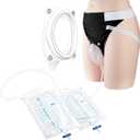 Wearable Urine Collector with Reusable Silicone Urine Pouch Breathable Fixing Pants 2000ml and 1000ml Urinary Drainage Bags 1.2M Drainage Tube for Long Time Outdoor or Travel Use, Elderly Men Black