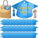 Gerrii 30 Pcs Acrylic Graduation Cap Gift Tags with Ropes Mirrored DIY Name Tags Place Cards Class of 2026 Graduation Party Decorations for Graduate Party Favor Supplies(Blue)