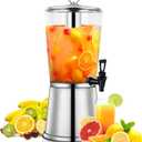 2 Gallons Beverage Dispenser With Stand, Drink Dispensers for Parties, Stainless Steel Juice Dispensers with Ice Tube and Spigot, Punch Dispenser For Parties