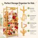 Large Stuffed Animal Storage, 550L Wood Plush Toy Storage With Wheels, Kids Plushies Storage With Thicker Elastic Band, Stuffed Animal Organizer For Playroom, Bedroom, Nursery(22.5in*22.5in*66.4in)