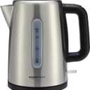 Amazon Basics Electric Stainless Steel Kettle for Tea and Coffee, BPA-Free, Fast Boiling, Auto Shut-Off, Boil-Dry Protection, 1.7 Liter, 1500W, Black and Silver (1.8 Quarts)
