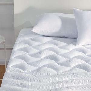 SLEEP ZONE Cooling Mattress Topper California King, Premium Zoned Cool Mattress Pad Cover, Padded Mattress Protector Breathable Washable, Deep Pocket 8-21" (White, Cal King)